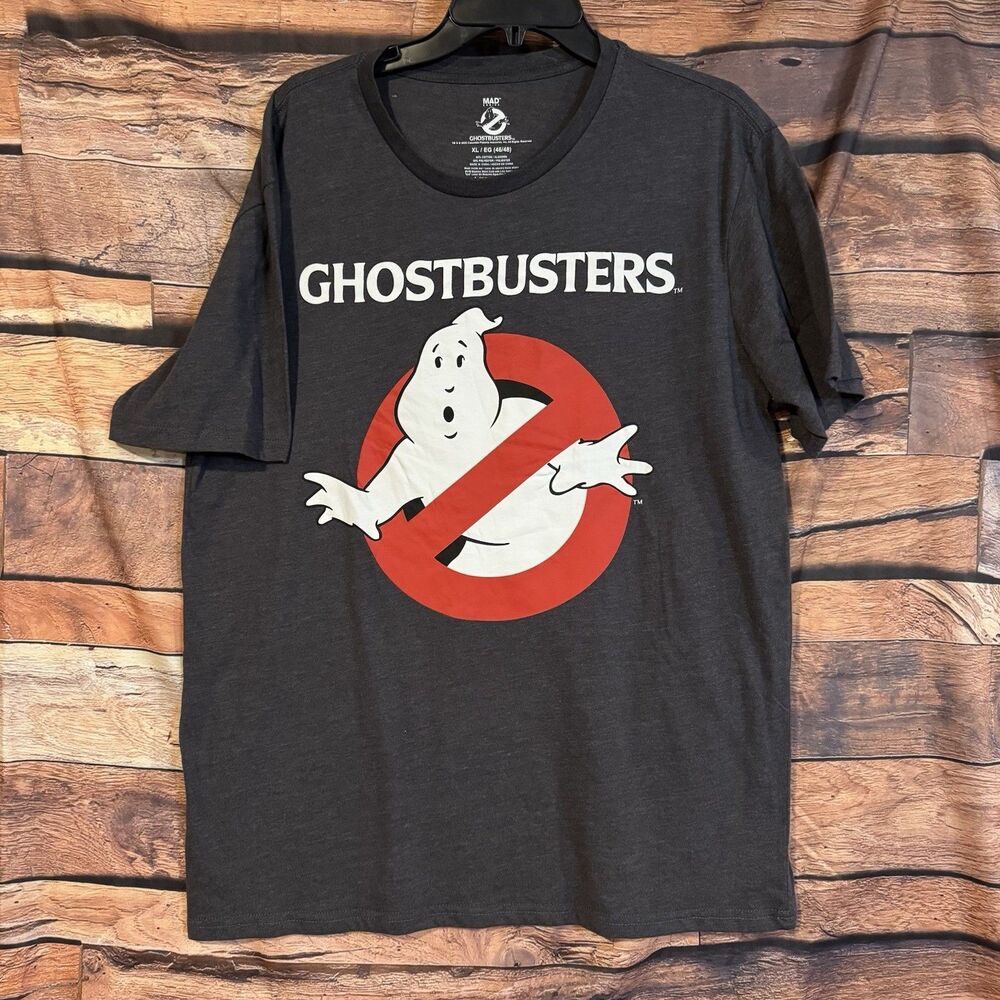 Men's Dark Gray Ghostbusters T-Shirt XL Logo Graphic Tee Mad Engine Movie